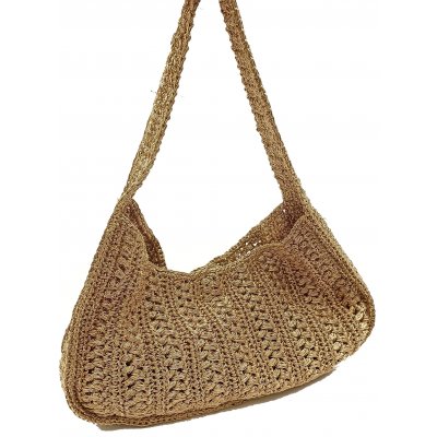 Zara Damen Basttasche Boho-Stiel gold