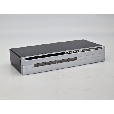 4-Port DVI KVM Switch mit USB 2.0 Hub & Audio - Professioneller Umschalter