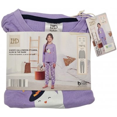 L&D Kinder-Halloween-Pyjama Glow in the Dark #3, lila - Gr- 110/116