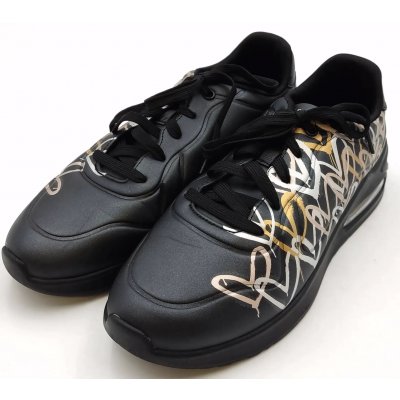 Skechers x JGoldcrown Damensneaker schwarz mit metalic Herzmuster Gr. 39