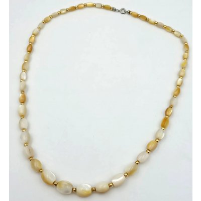 Vintage Halskette in Creme & Hellbraun mit goldfarbenen Akzenten