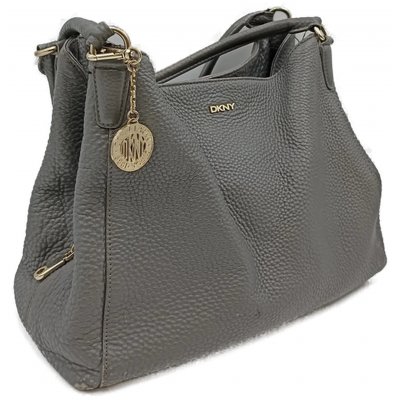 DKNY Damenhandtasche aus genarbtem Leder in Grau