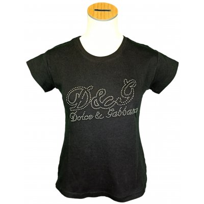 Dolce & Gabbana Damenshirt schwarz mit Strasssteinlogo Gr. XXL