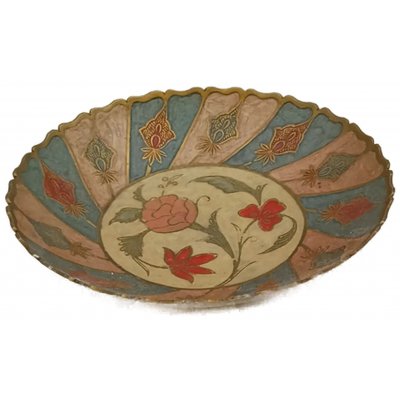Vintage Messing-Schale mit Emaille-Verzierung