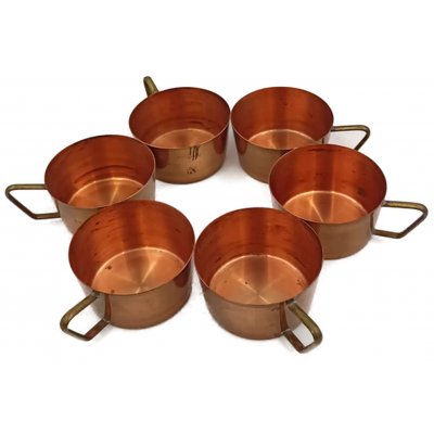 Vintage Kupfer-Tassen Set (6-teilig)