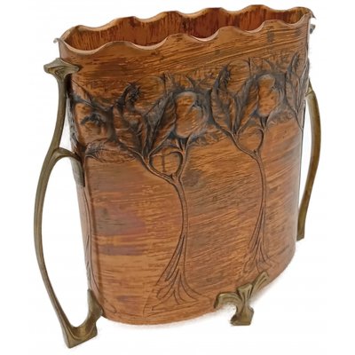 Antiker Jugendstil Vase von Carl Deffner aus Kupfer und Messing um 1900