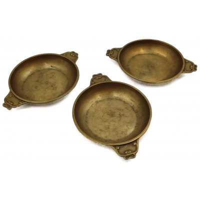 Vintage Messing Schalen mit Griffen 3er Set 