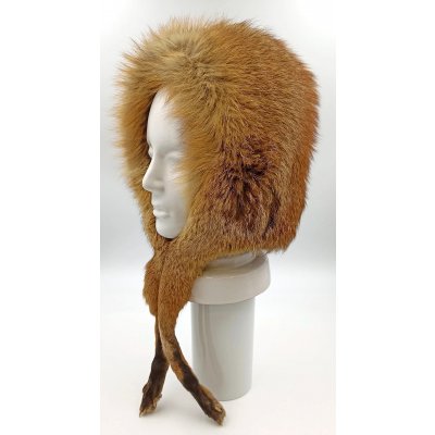 Vintage Echtfell Rotfuchs Pelzmütze - mit echten Fuchspfoten