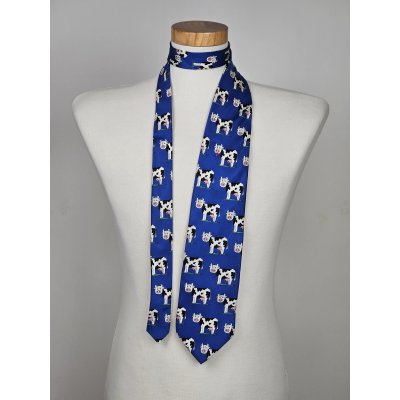 Vintage Tie Rack Seidenkrawatte "Freche Kuh mit Zunge", blau