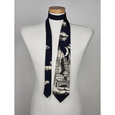 Luxus Vintage Fornasetti Milano Seidenkrawatte "Architettura", Made in Italy