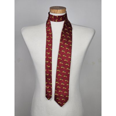 Fabris Venezia Seidenkrawatte mit goldenem Markuslöwen, dunkelrot