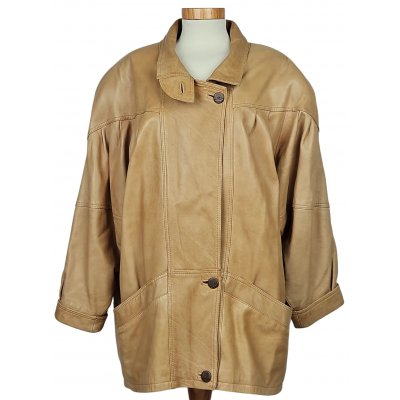 UNO MOMENTO Vintage Damen Lederjacke, hellbraun - Gr. XXXL 