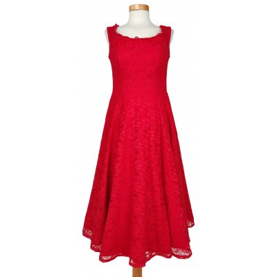 Vintage heine Damen Abendkleid, rot - Gr. S