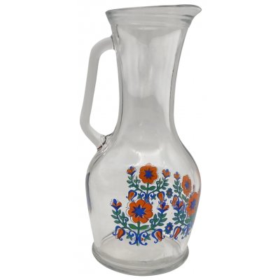 Glaskaraffe mit Blumen Muster - 1 Liter