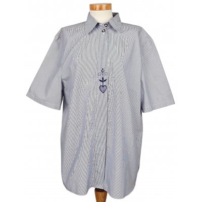 Rena Moden Vintage Damen Trachtenbluse, blau/weiß - Gr. XL 
