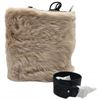 Max V. Koenig Damen plüsch Handtasche, grün/beige - Höhe ca. 29 cm 