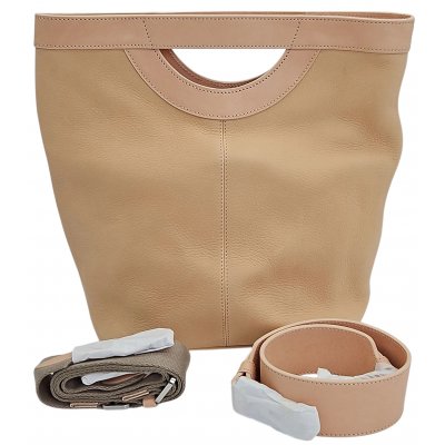 Max V. Koenig Damen Lederhandtasche, creme - Höhe ca. 29 cm