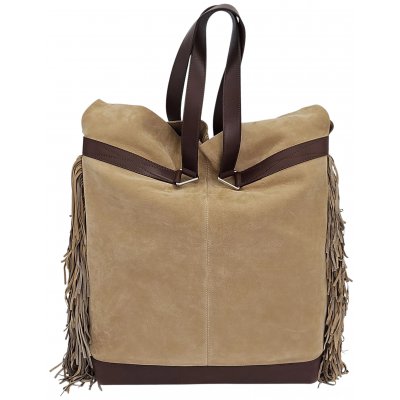Max V. Koenig Damen Lederhandtasche mit Fransen, braun - Höhe ca. 50 cm 