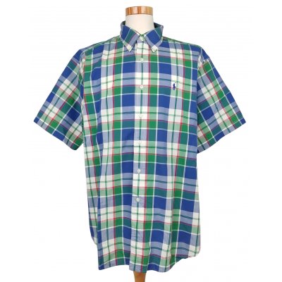 Ralph Lauren Kurzarmhemd Herren, blau/grün - Gr. XL