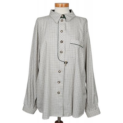 Styrian lady Vintage Damen Trachtenbluse, beige/grün - Gr. XL 