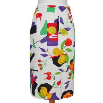 Damen Midirock mit Fruit Print, weiß - Gr. XXL