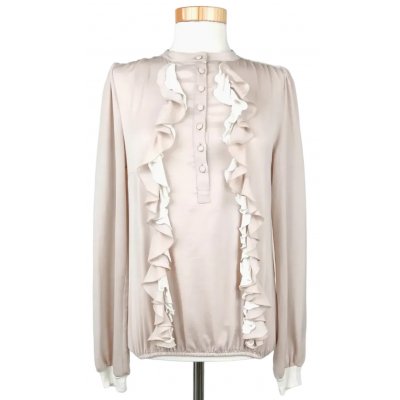 Patrizia Pepe Damenbluse mit Rüschen, beige - Gr. 40