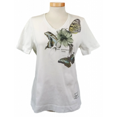 Marc Cain Damen T-Shirt weiß gemustert Gr. M