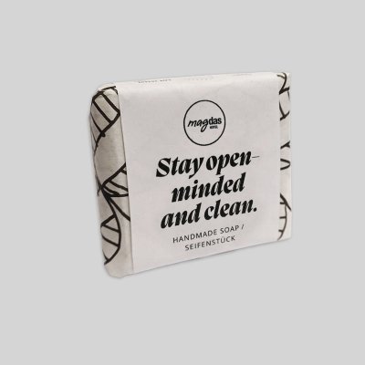 Bio-Seifenstück  „Stay open-minded and clean“