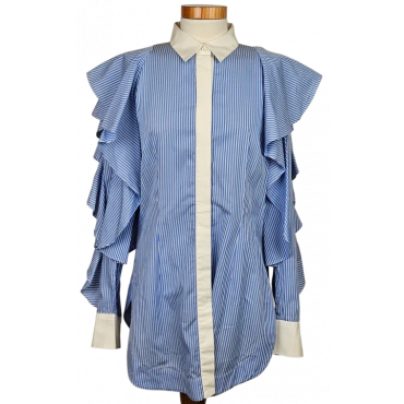 SARA BATTAGLIA Damen Bluse, blau/weiß -Gr. M