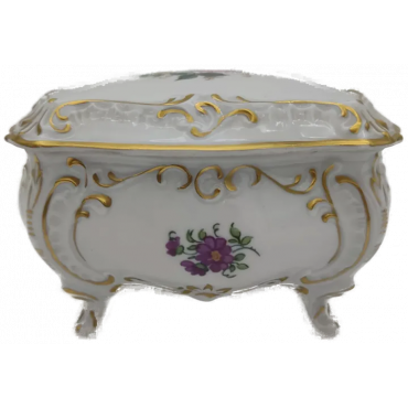 PG  Krone Porzellan Dose weiß/geblümt Vintage