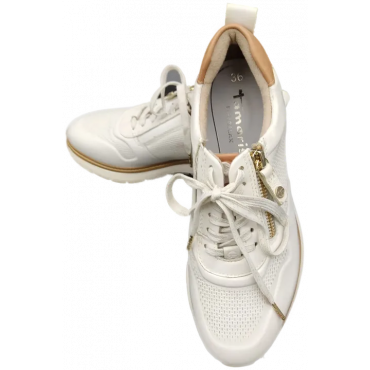 Tamaris Damen Sneakers weiß/braun  Gr.36