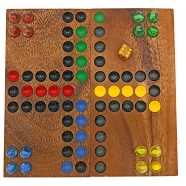 Mensch ärgere Dich nicht aus Holz mit Murmeln