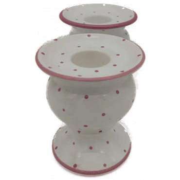 Gmundner Keramik Kerzenhalter Set (2 Stück) rosa Tupfen
