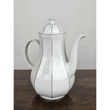 Schirnding Bavaria Porzellan Teekanne, weiß/silber