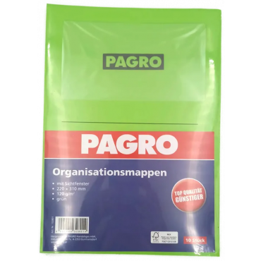PAGRO Organisationsmappen mit Sichtfenster gr&uuml;n 10 Stk. A4