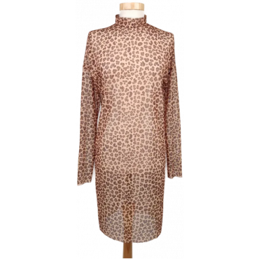 Pieces Damen Transparent-Kleid, beige/braun- Gr. XS