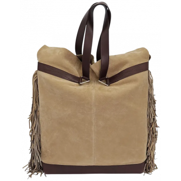 Max V. Koenig Damen Lederhandtasche mit Fransen, braun - Höhe ca. 50 cm 