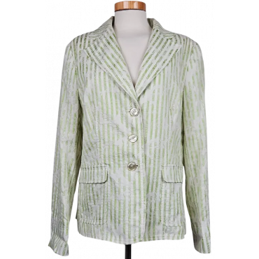Delmod Vintage Damen Blazer, weiß/grün - Gr. XL 