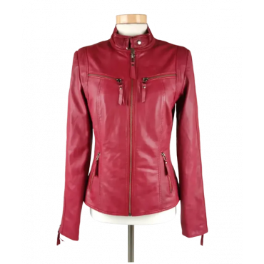 BTFCPH Damen Lederjacke, weinrot - Gr. S
