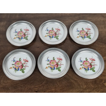 Untersetzer aus Porzellan & Metall - 6 Stück 