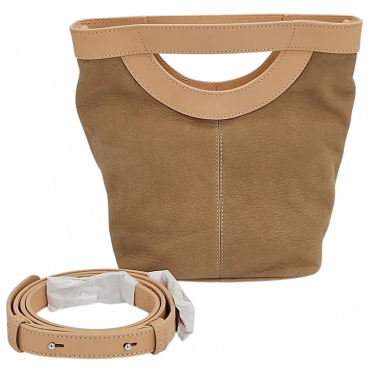 Max V. Koenig Damen Lederhandtasche, beige/hellbraun - Höhe ca. 22 cm