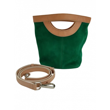 Max V. Koenig Damen Lederhandtasche, grün/creme - Höhe ca. 22 cm 