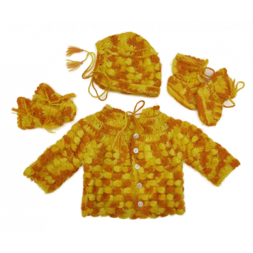 Babyoutfit handgehäkelt in Gelb/Orange