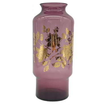 Dekorative Vase mit floralem Muster, schwarz/gold -  Höhe 26 cm 