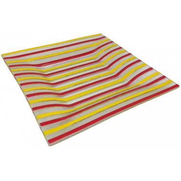 Quadratische Glasschale mit Retro Muster Streifen