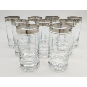Elegante Gläser mit Silberrand - 9 Stück 