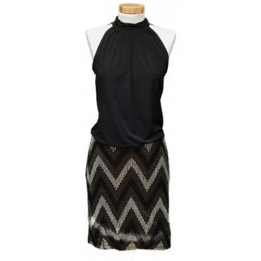 Only Damen Minikleid schwarz mit Pailletten Gr. XS