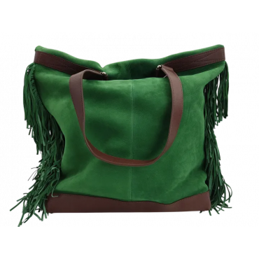 Max V. Koenig Damen Lederhandtasche mit Fransen, grün - Höhe ca. 50 cm 