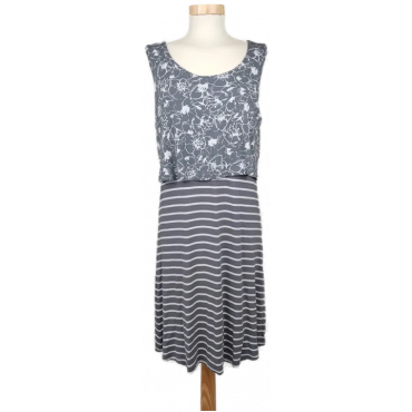 Gina Benotti Damen Midikleid, weiß/grau - Gr. S 