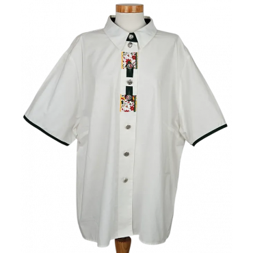 Styrian lady Vintage Damen Trachtenbluse, weiß - Gr. XXL 